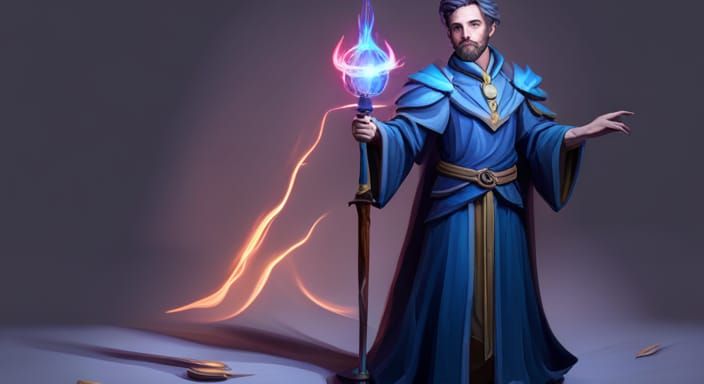 Fantasy Mage Studying in Lowpoly Style