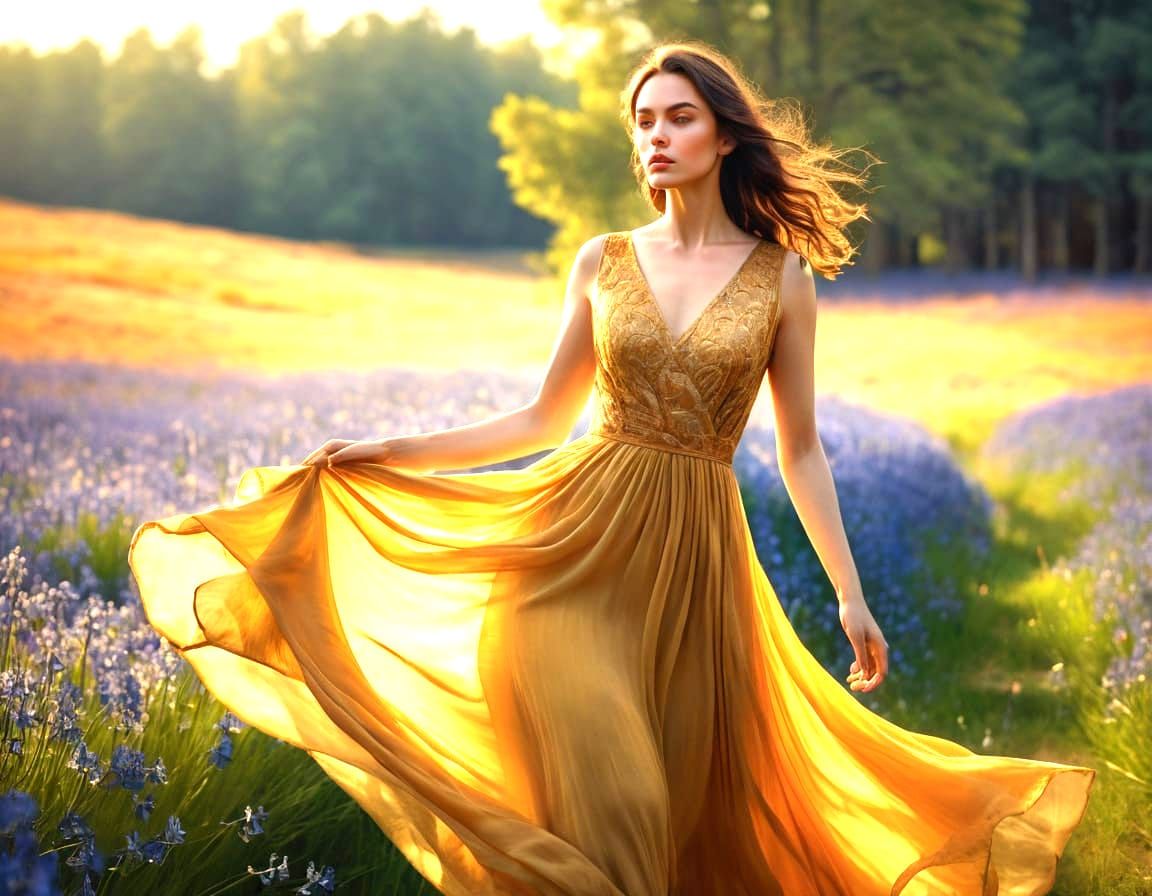 Ethereal Summer Beauty in Vibrant Ochre Yellow