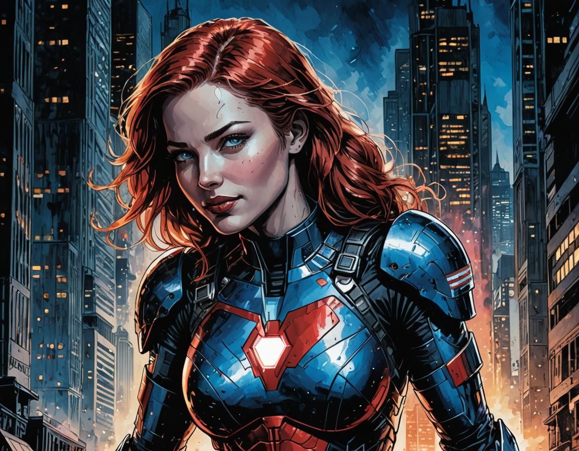 Epic Comic Book Superhero in Chiaroscuro Style