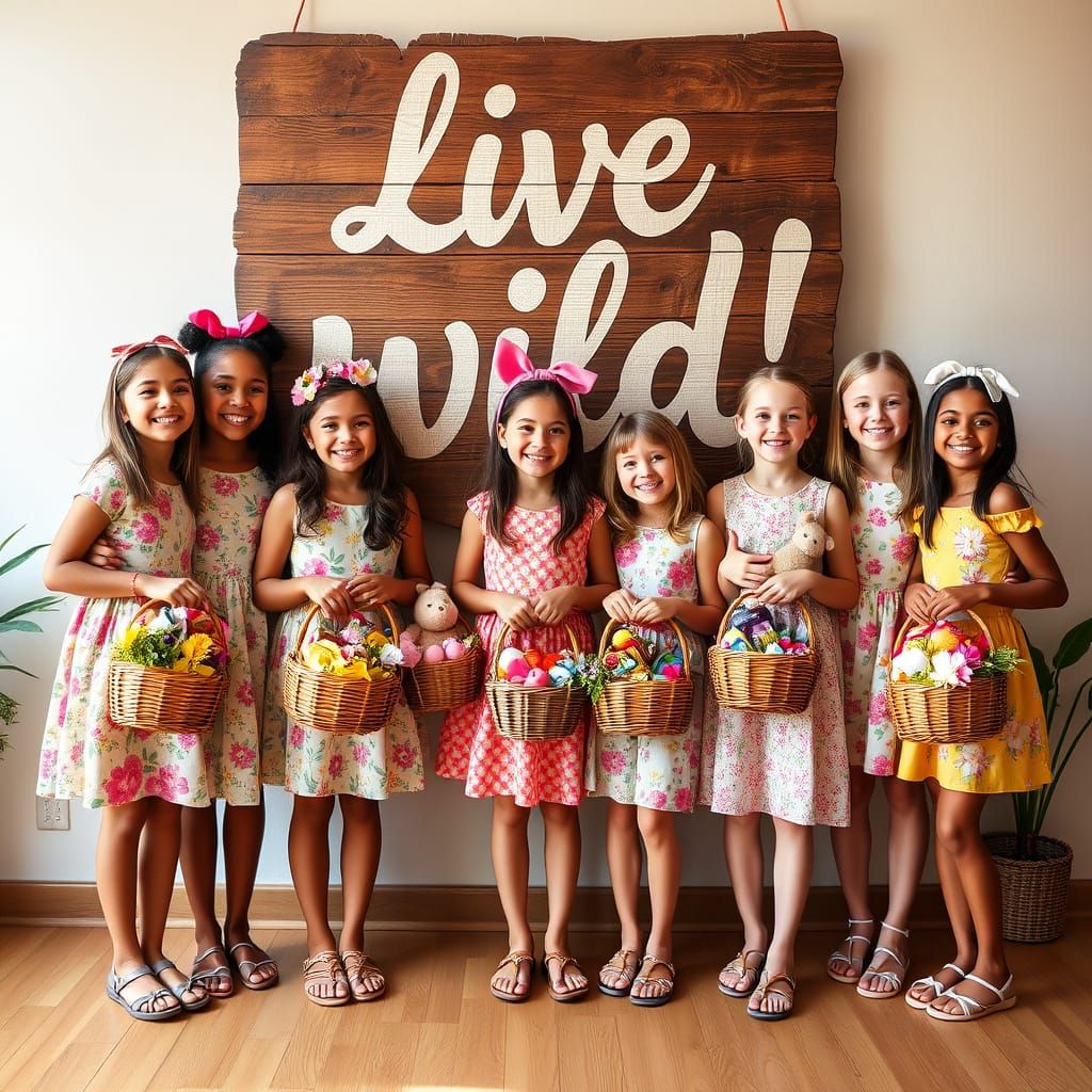 Friends Celebrate Spring with Vibrant Easter Dresses and Whi...