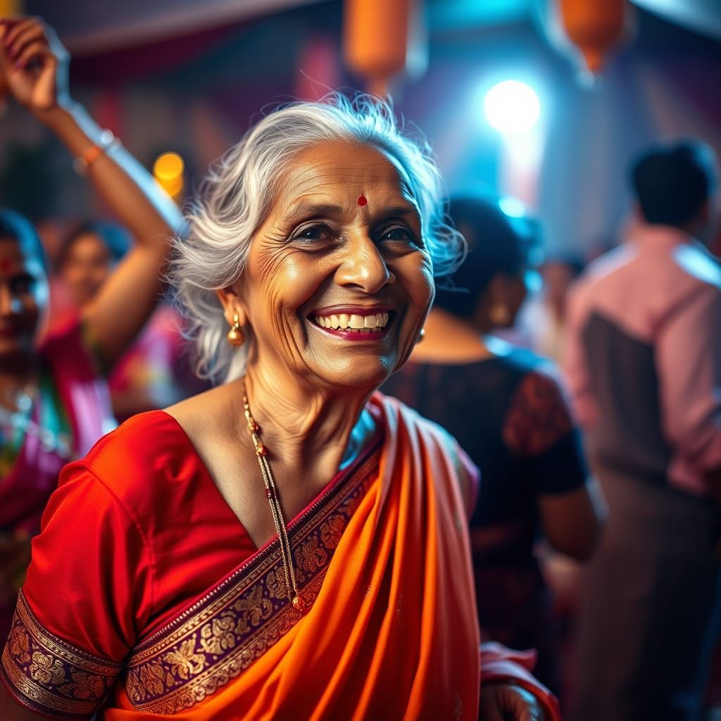 Vibrant Indian Celebration in Traditional Attire