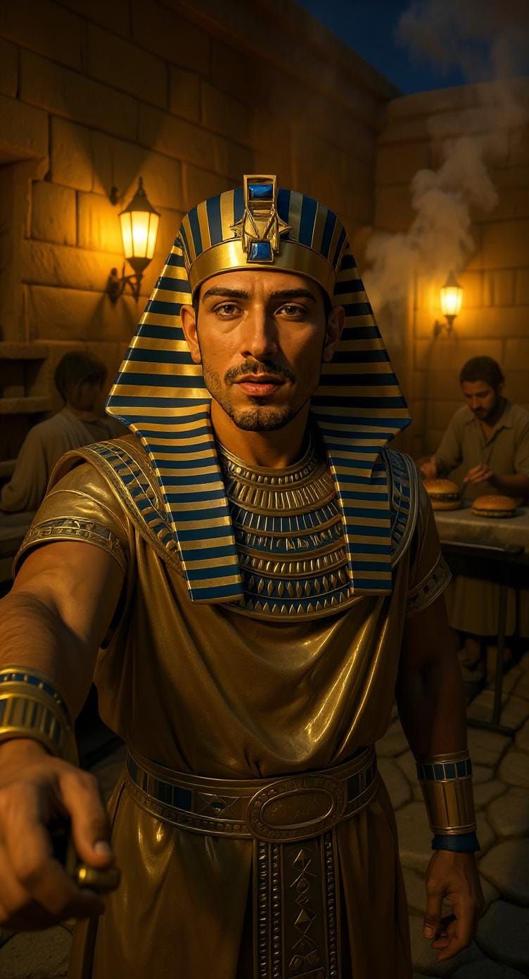 Pharaoh's Vlog: Ancient Egypt Meets Fast Food