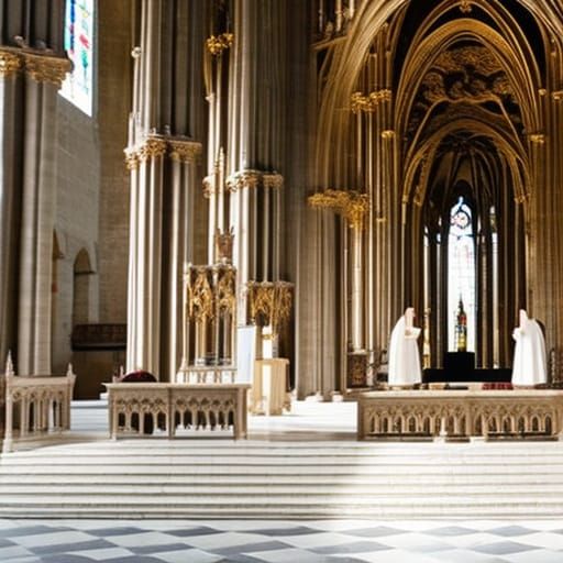Gothic Cathedral Ritual with Gargoyles and Stained Glass
