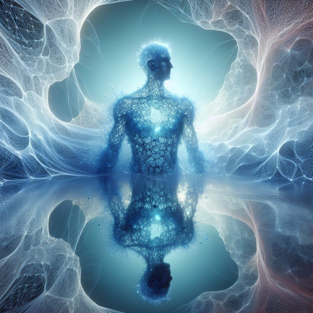 Ethereal Fractal Figure in Soft Abstract Expanse