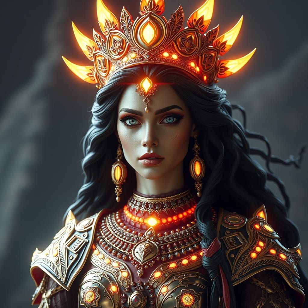 Radiant Iranian Goddess Daena in Hyperrealistic Style