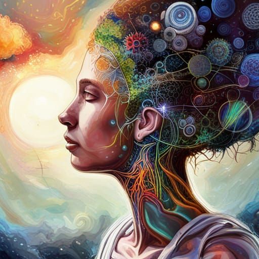 Surreal Human-Robot Hybrid in Graffiti Art Style