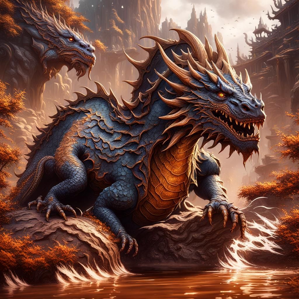 Fantastical Mud Dragon in Detailed Matte Painting