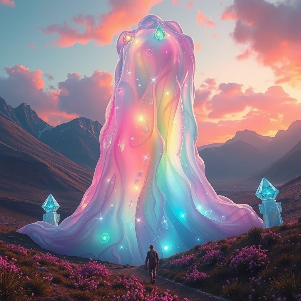 Giant Multicolored Slime in a Shifting Valley