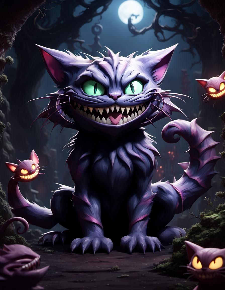 Sinister Fantasy Haunter Pokemon and Cheshire Cat