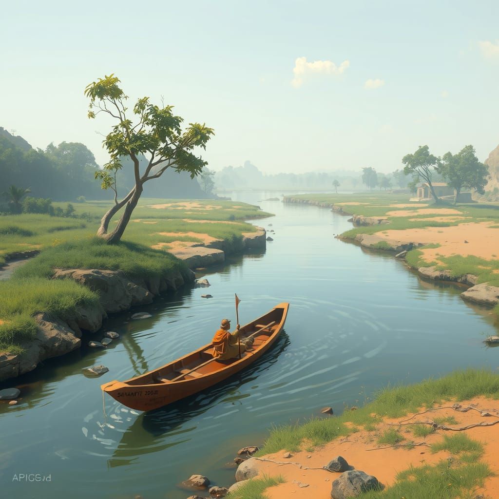 Ancient Indian River Landscape 2600 BC
