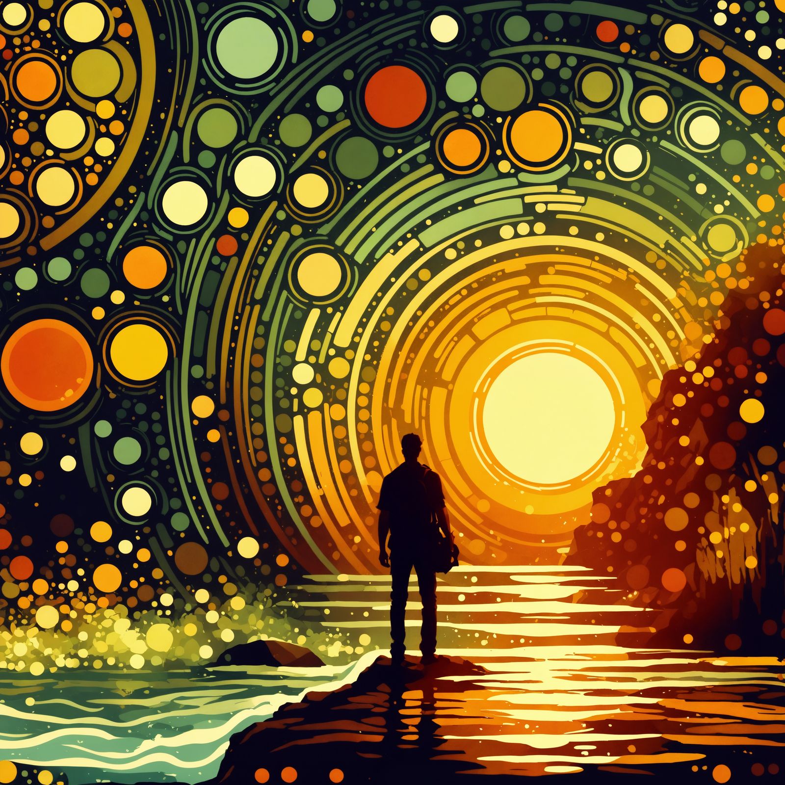 Abstract Waterfall Scene Inspired by Funk Music