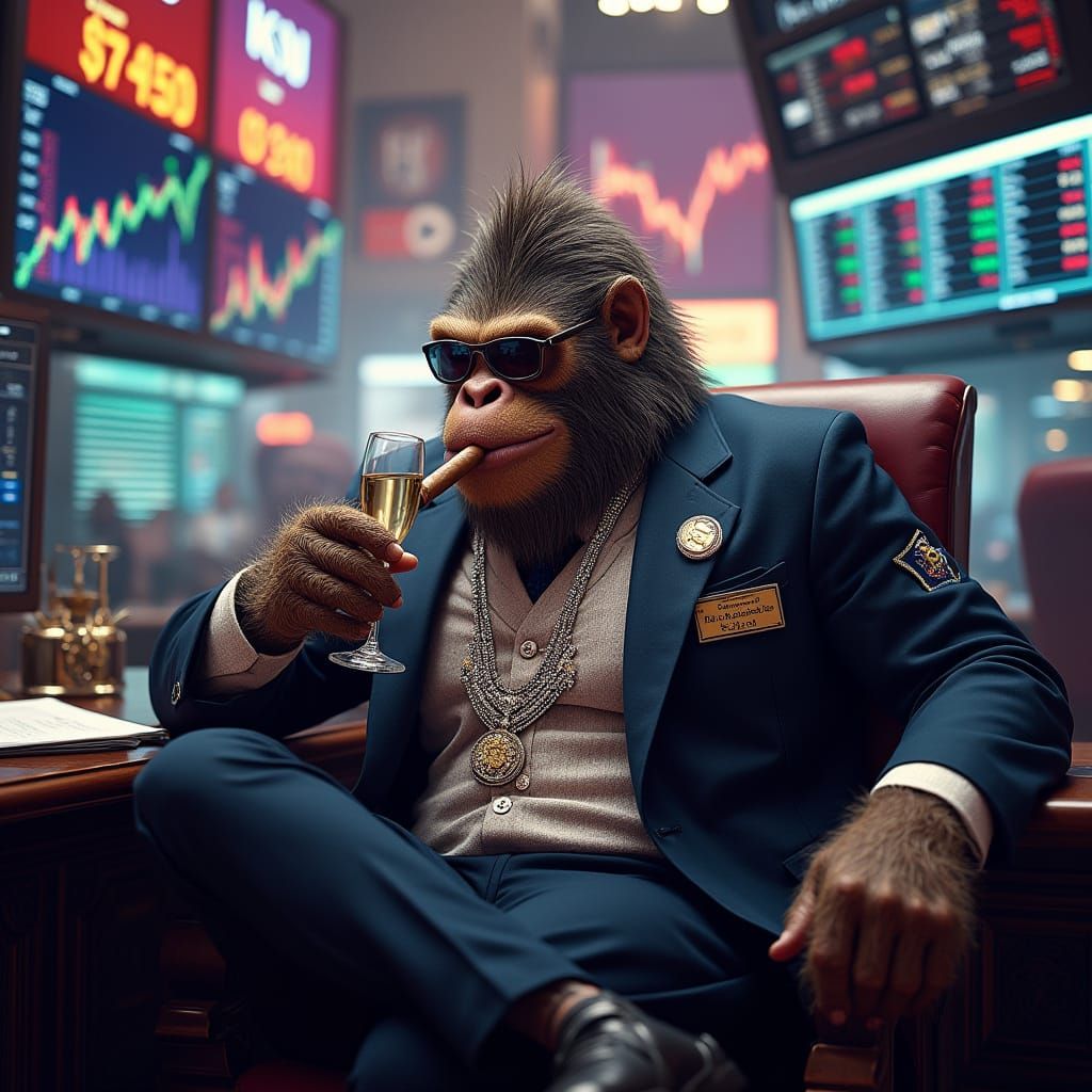 Yeti on Wall Street: A Hyperrealistic Surreal Scene