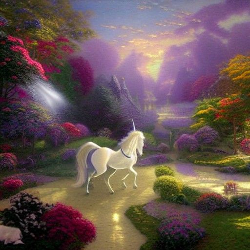 Unicorns Fencing with Swords in Ethereal Mist