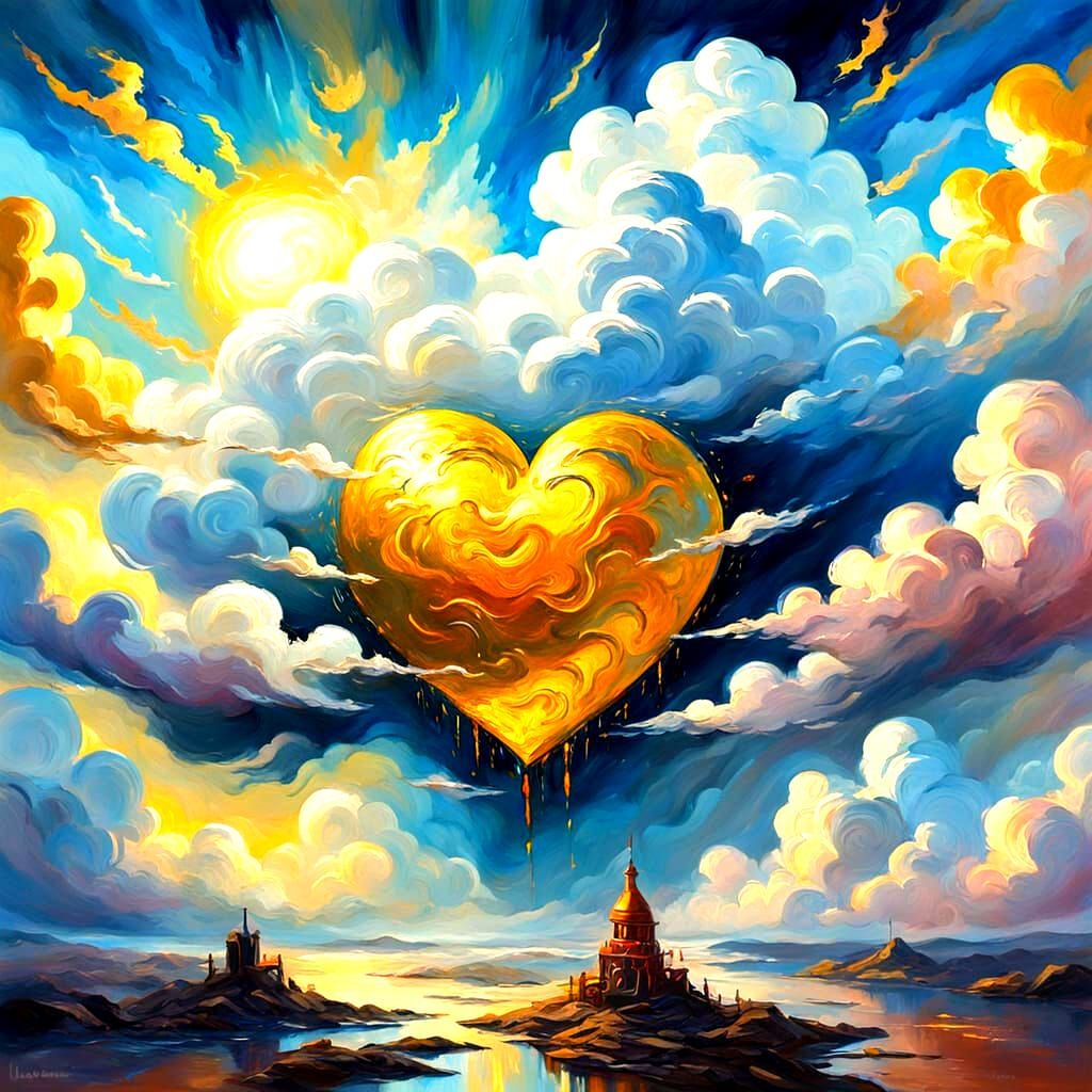 Mystic Soul's Heart Whispers in Gouache Watercolor