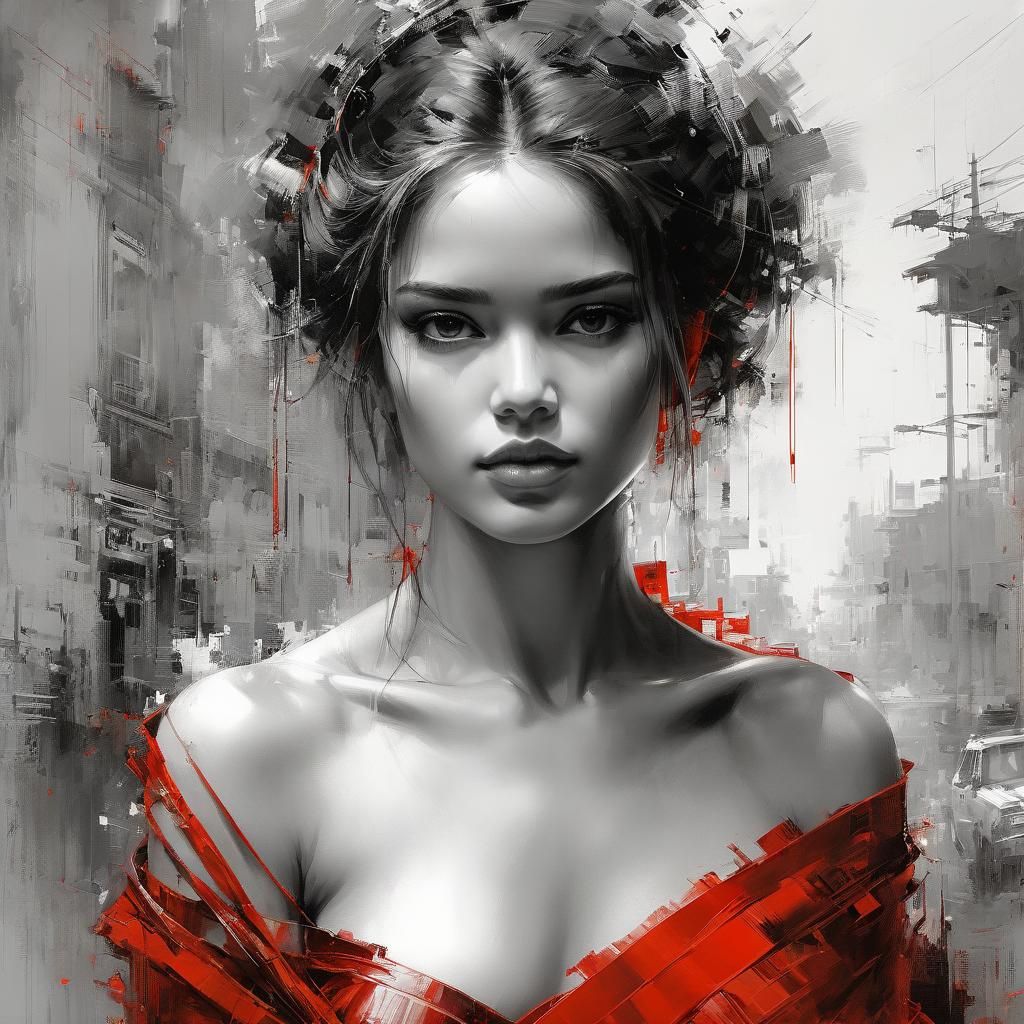 Monotone Red Portrait in Fine Art Style