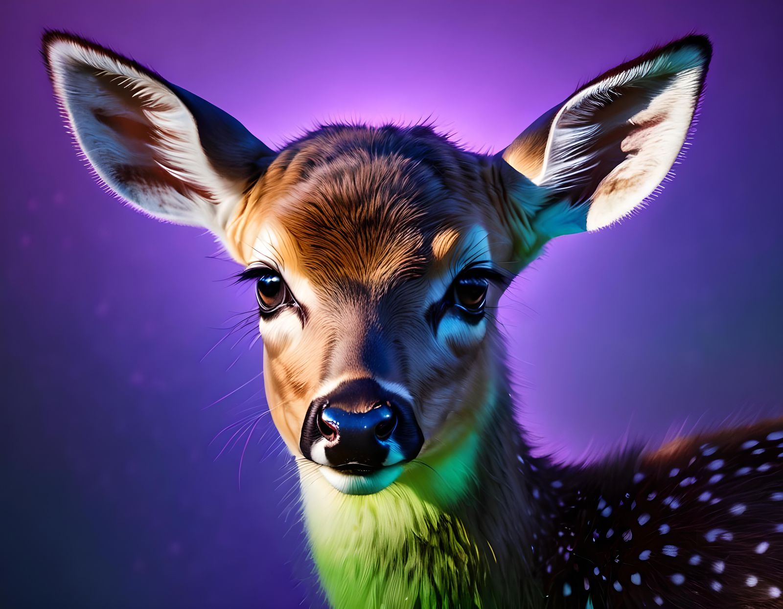 Backlit Baby Deer Portrait in Radial Gradient
