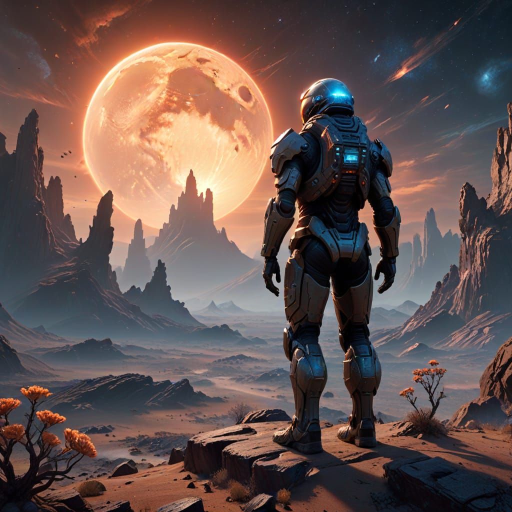 Explorer on Alien World Digital Matte Painting