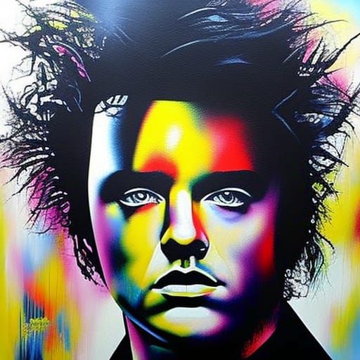 Portrait of Billy Joe Armstrong in Pop Art Style