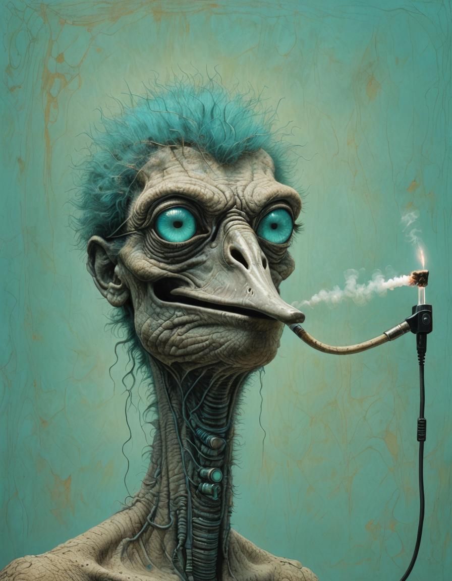 Biometric Ostrich Device in Surreal Style