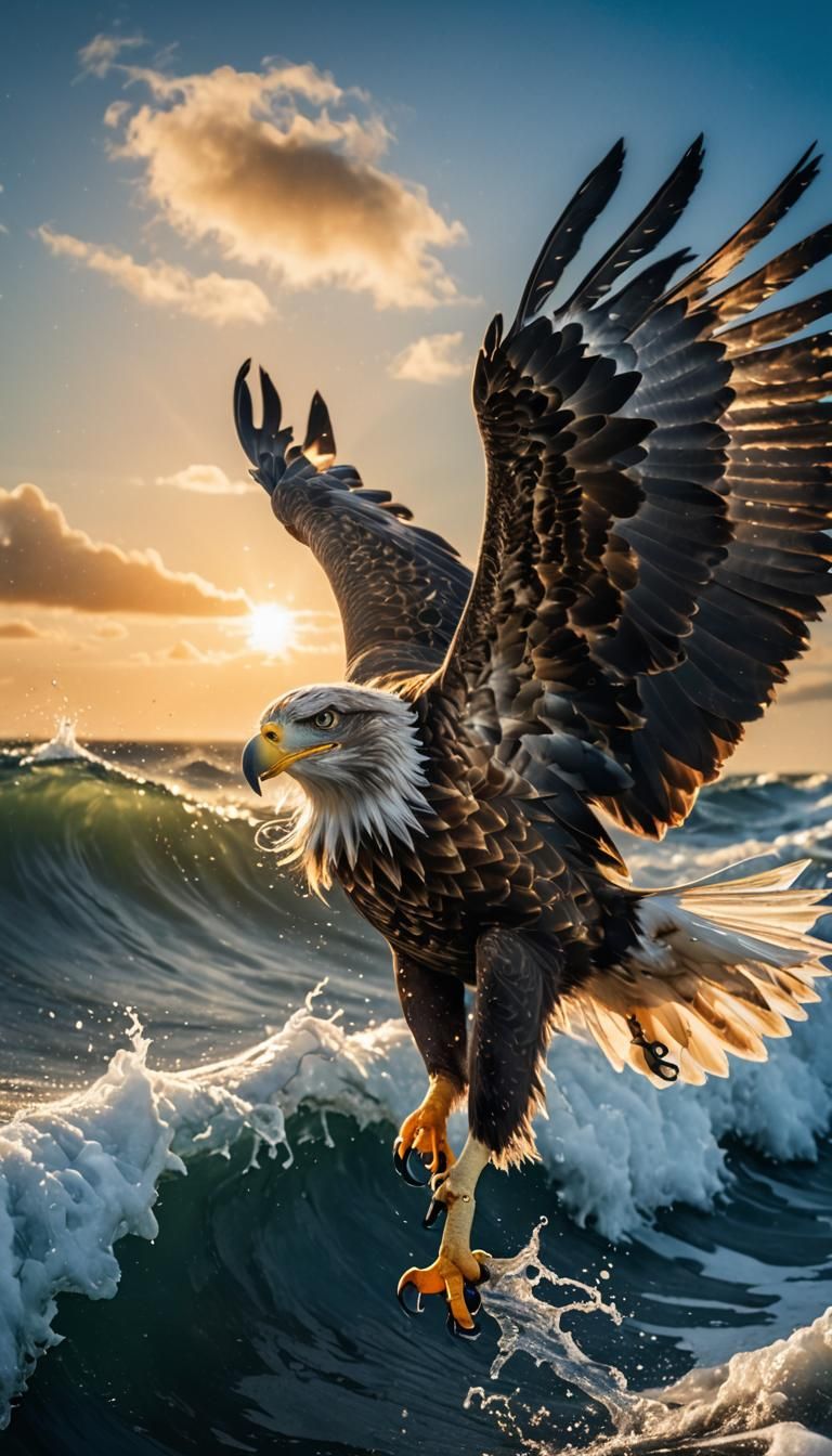 Eagle Snatches Fish: Wildlife Photography in Golden Light