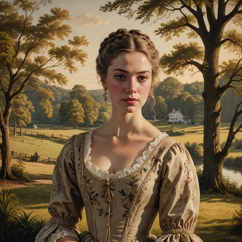 Neoclassical Portrait of Woman in Colonial Attire