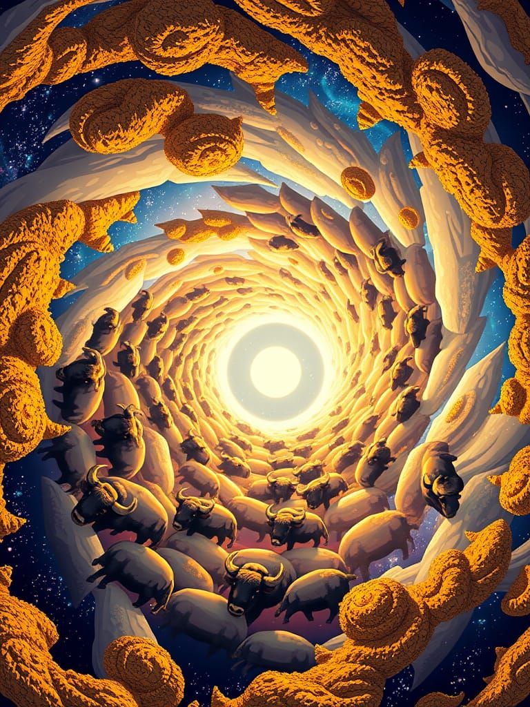 Neon Buffalo Tornado in Anime Style