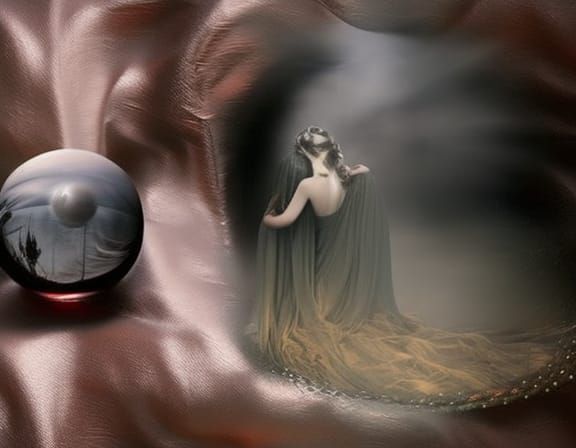 Heartbreak in Glass Sphere: Surreal Digital Art