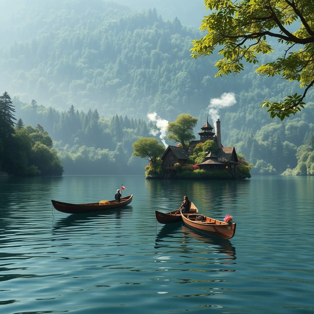 Mystical Island Haven in Dreamy Landscape