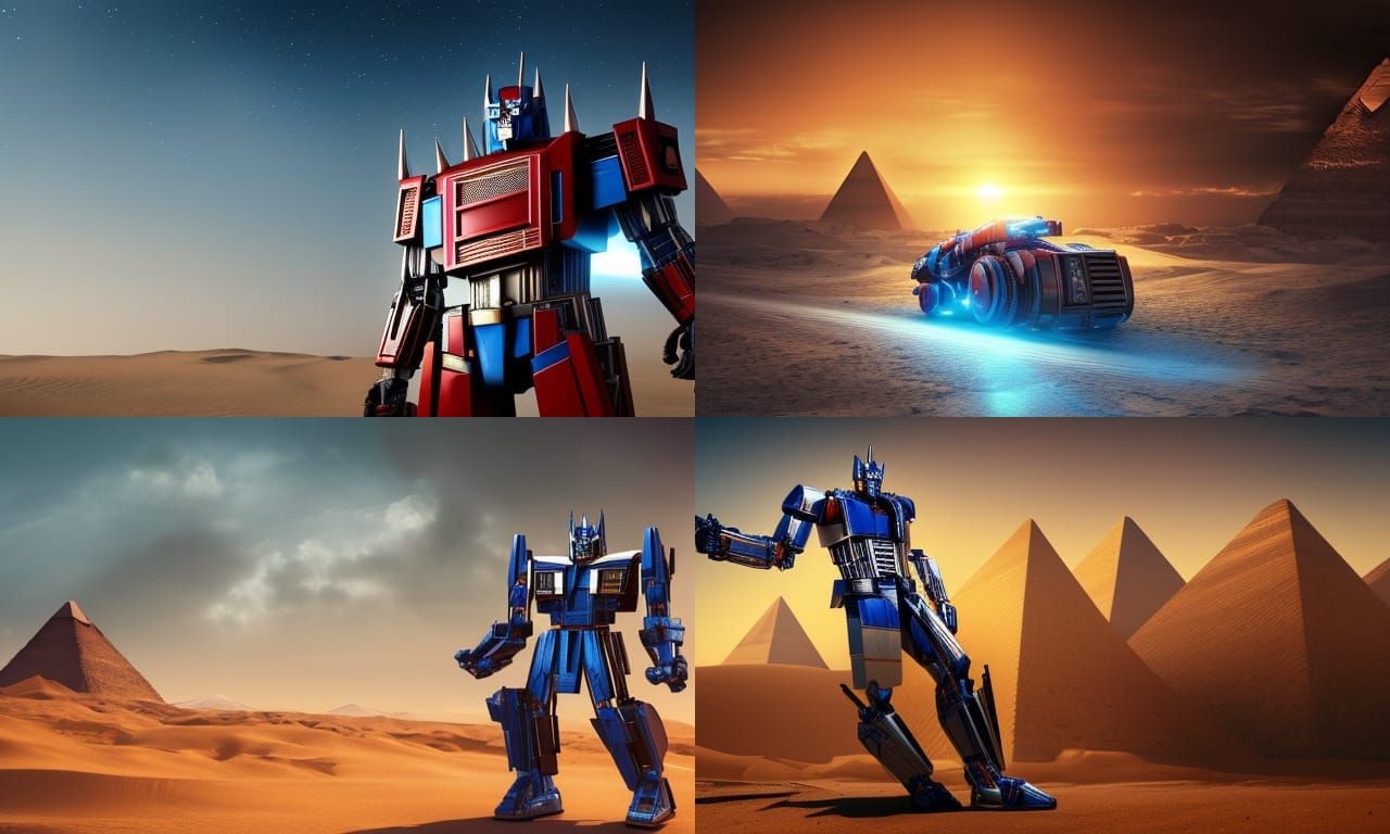 Optimus Prime in Egypt: Photorealistic Concept Art
