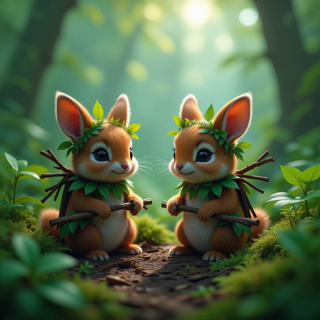 Tiny Forest Dwellers of Sticks and Leaves in Matte Painting ...
