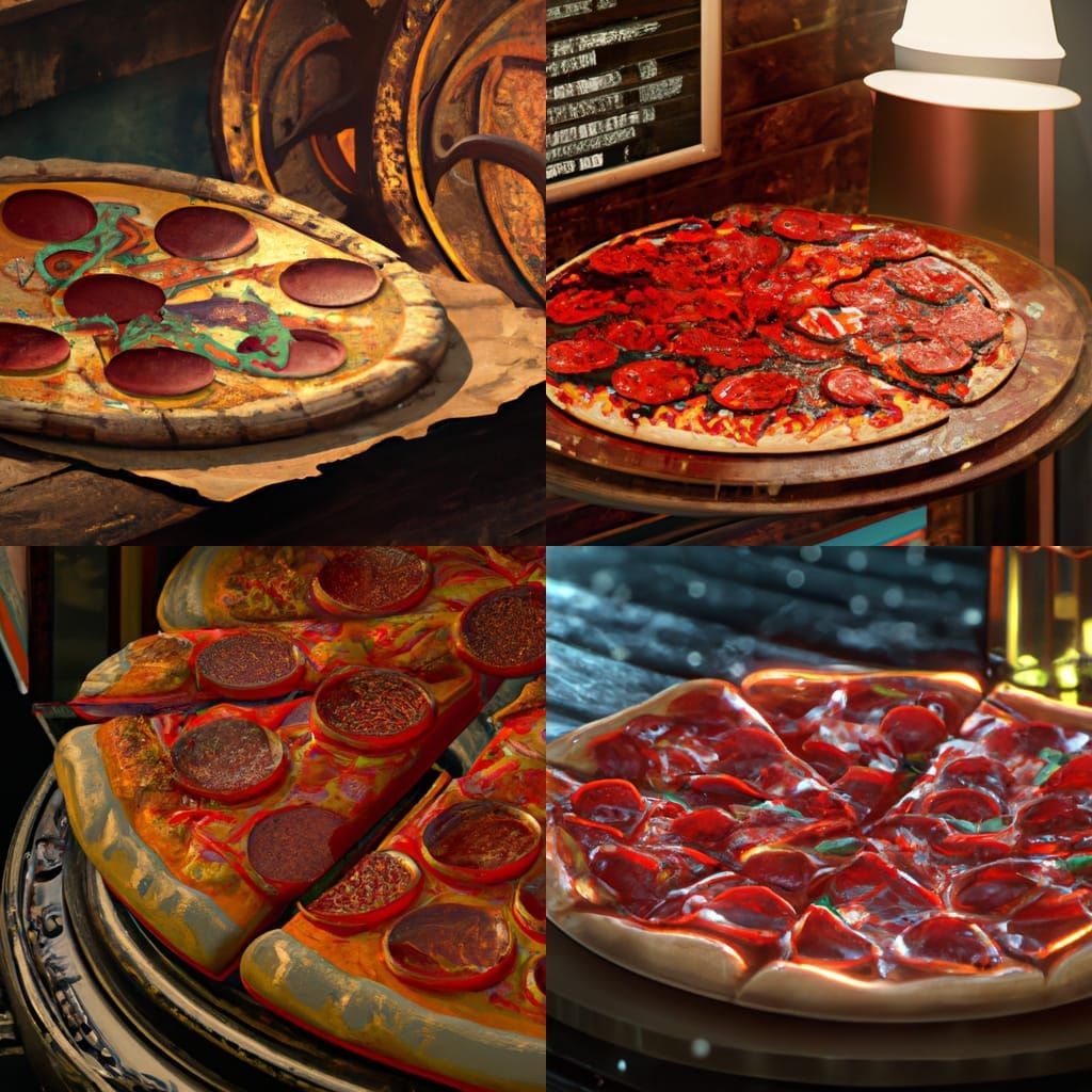 Hyperdetailed Pepperoni Pizza Dark Fantasy Concept Art