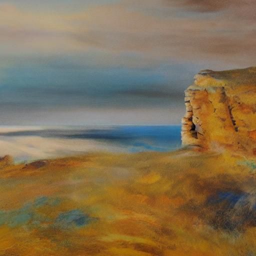 Lone Figure at Coastline in Dreamlike Surrealism