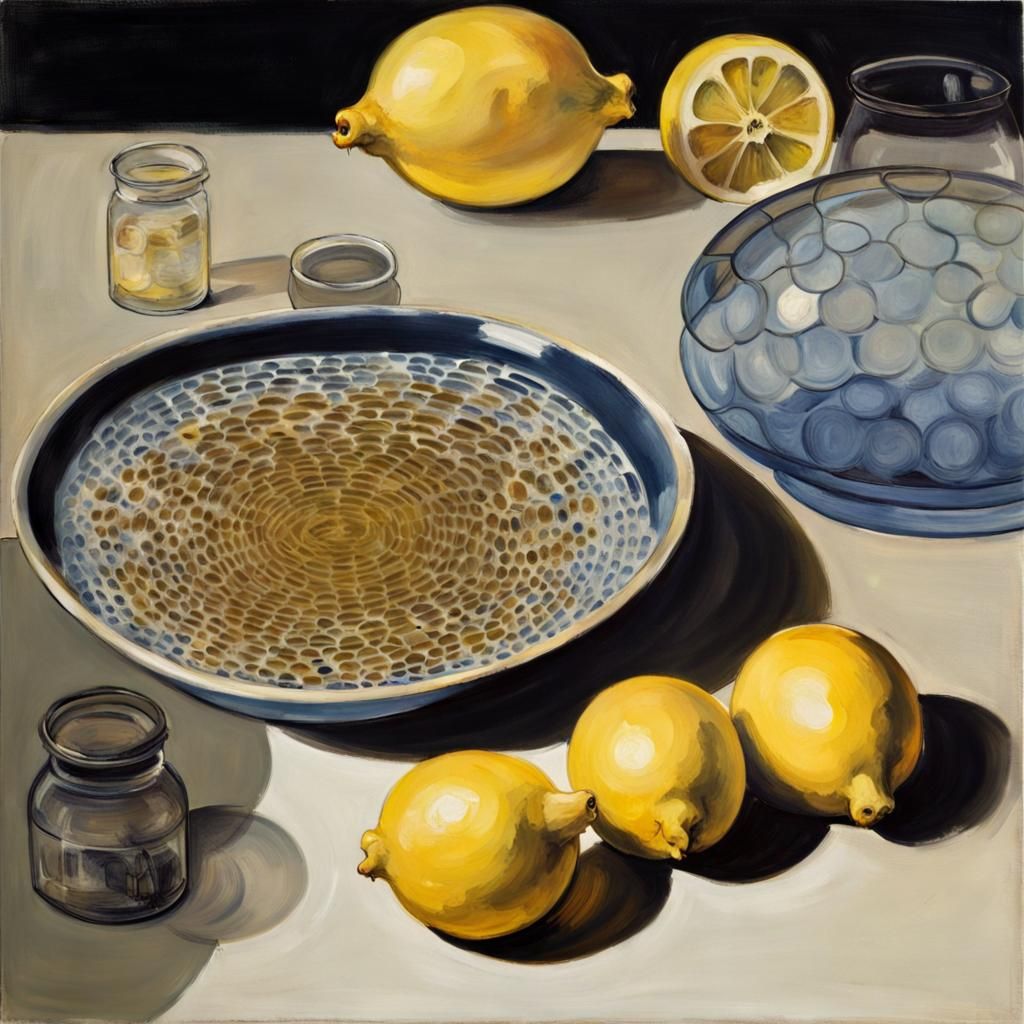 E. Coli Swirling Near Surface, Manet-Inspired Still Life