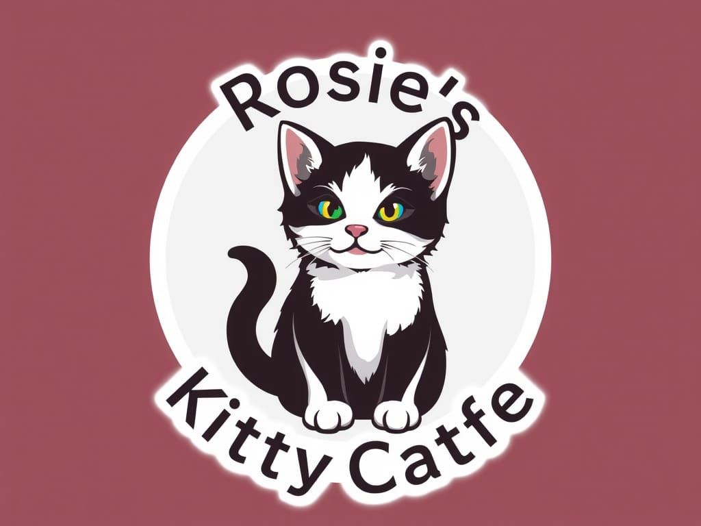 Whimsical Kitty Catfe Logo in Soft Pastels