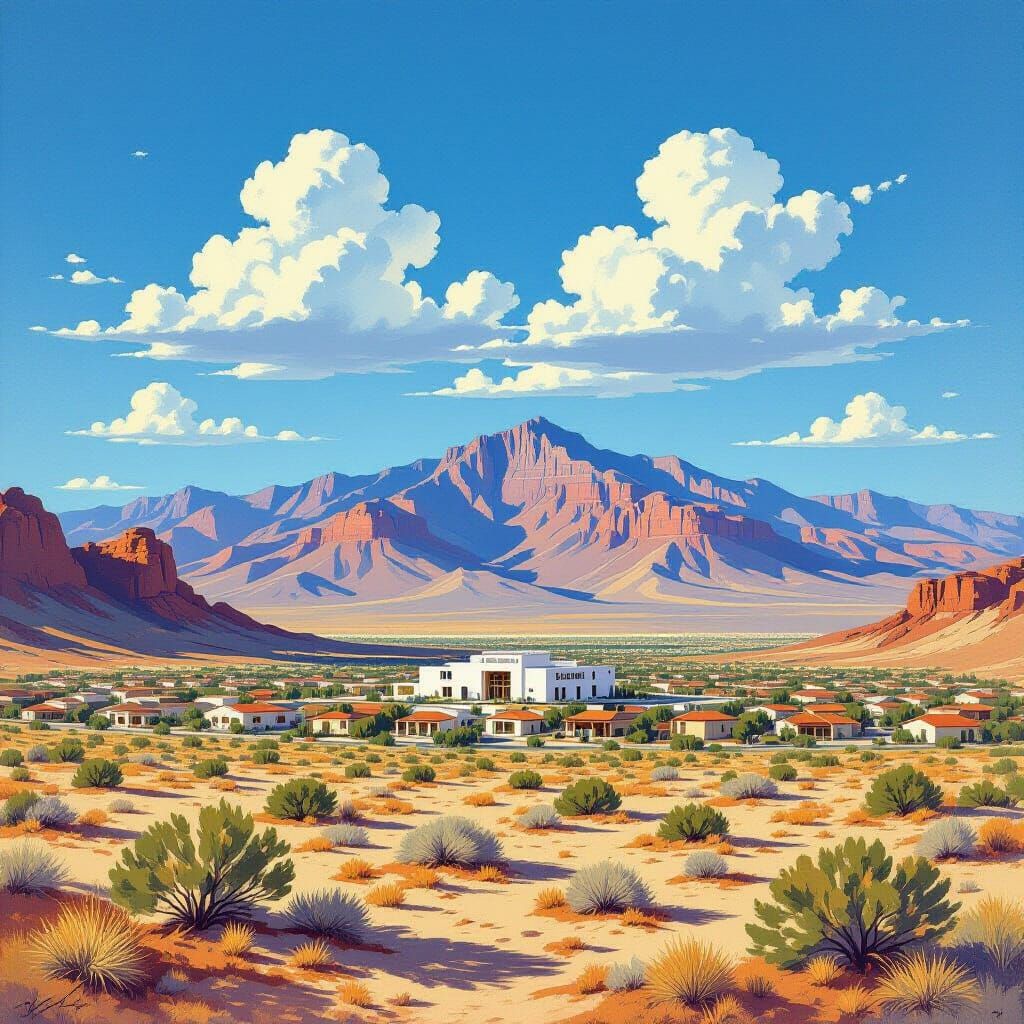 Desert Landscape with Distant Mountains, Luminist Style