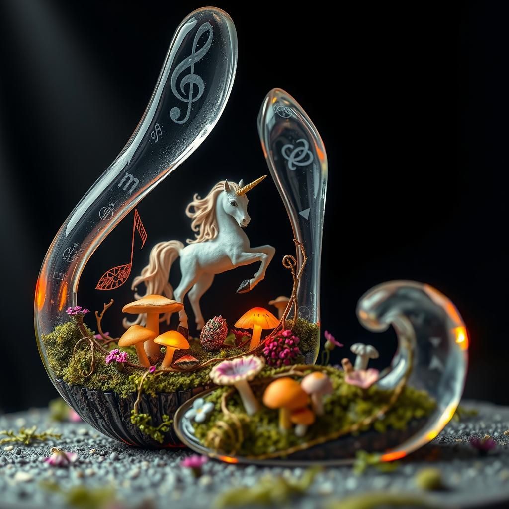 Miniature Forest Encased in Glass Music Notes