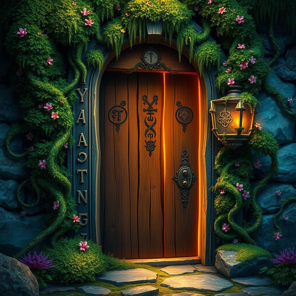 Whimsical Fantasy Doorway in Golden Light