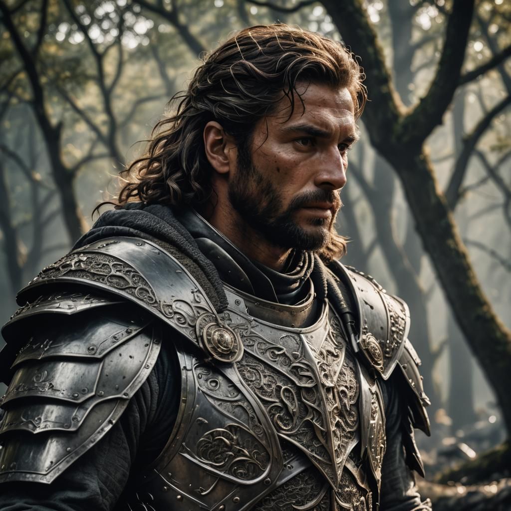 Hyperrealistic Portrait of Lancelot in Cinematic Style