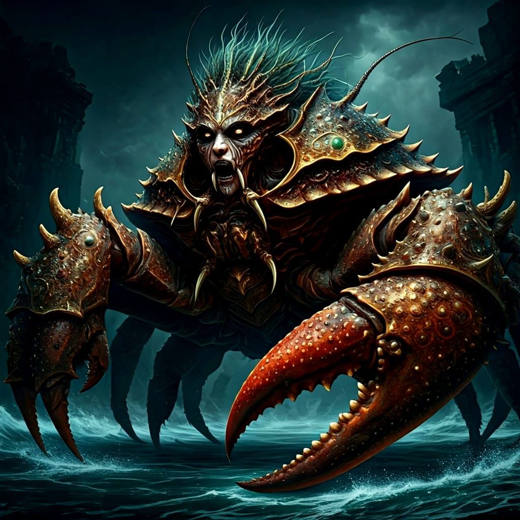 Crustacean Warrior with Golden Armor