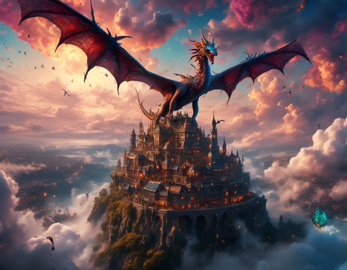 Wyvern Soaring in Dramatic Digital Painting