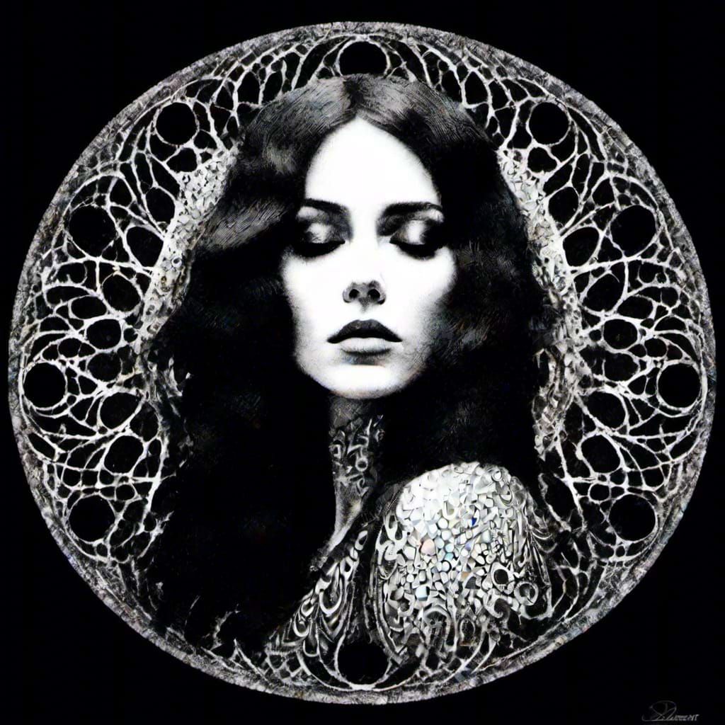 Ethereal Bohemian Goddess in Iridescent Expressionism