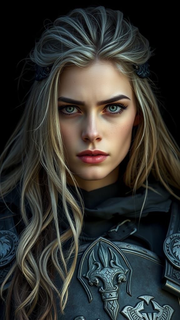 Female Knight Portrait in Dark Medieval Style