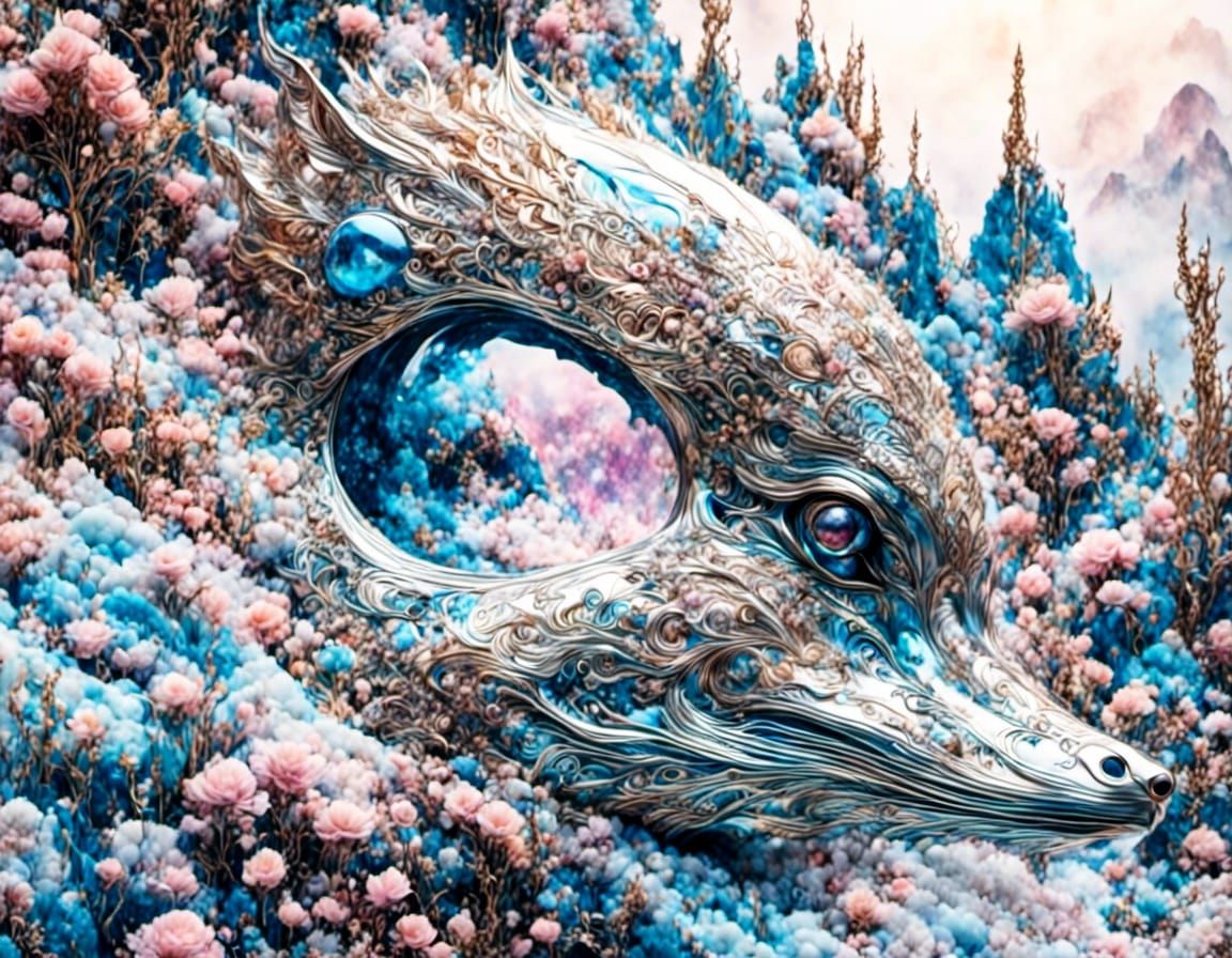 Psychedelic Space Planet in Watercolor Style