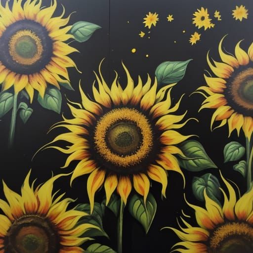 Vibrant Street Art Sunflower in Graffiti Style