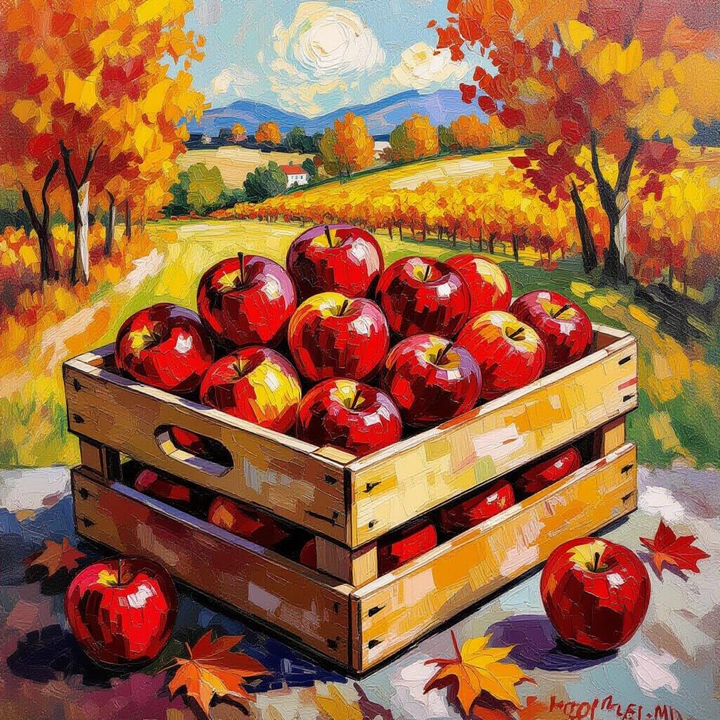 Autumn Apples in Expressionist Oil Painting