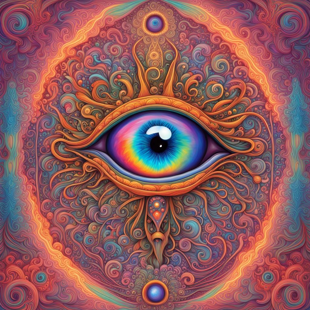 Mystical Cosmic Eye with Neon Pastel Colors