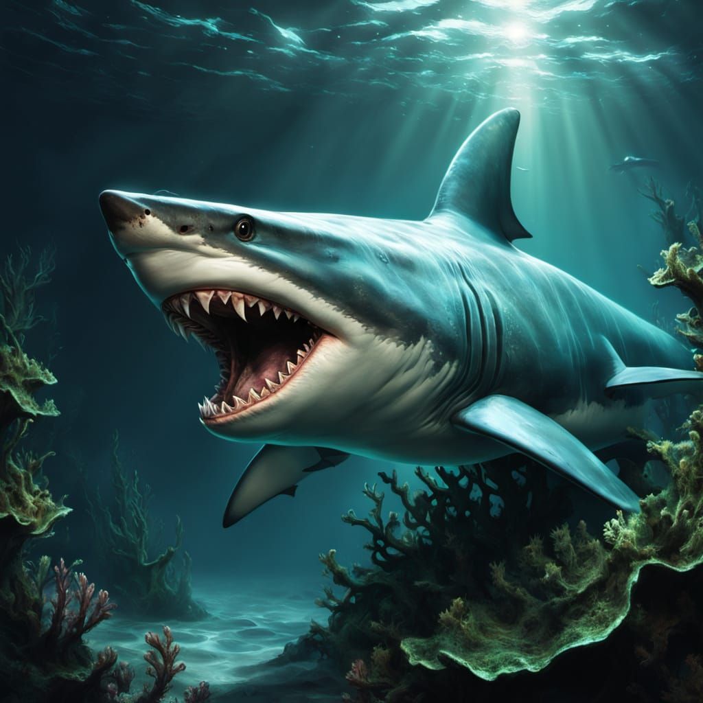 Shark Dryad Emerges from Ocean