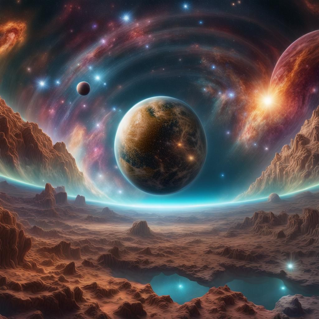 Vast Space Scene with Nebulae and Distant Galaxies