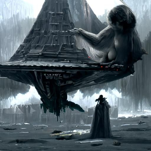 Horrific Star Destroyer in Engraving Style