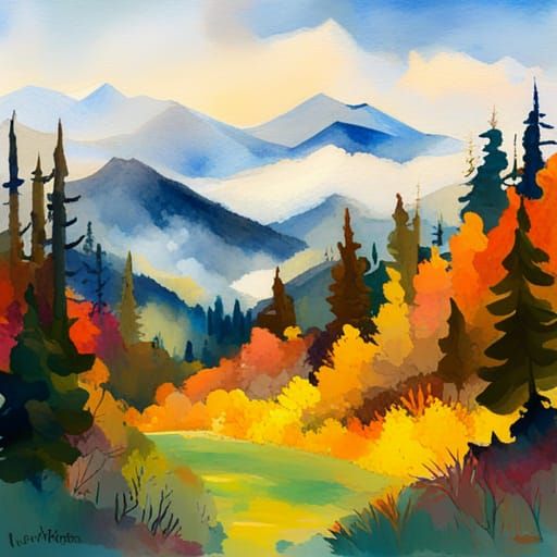 Smoky Mountains: Gouache and Watercolor Impressionism